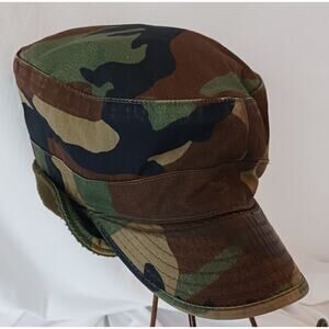 US Army Military Issue Camouflage Cold Weather Cap Ear Flaps Size 7